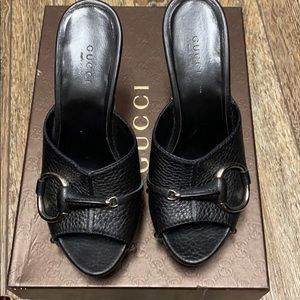 COPY - Gucci Black Open Toe Heels with Horsebit
